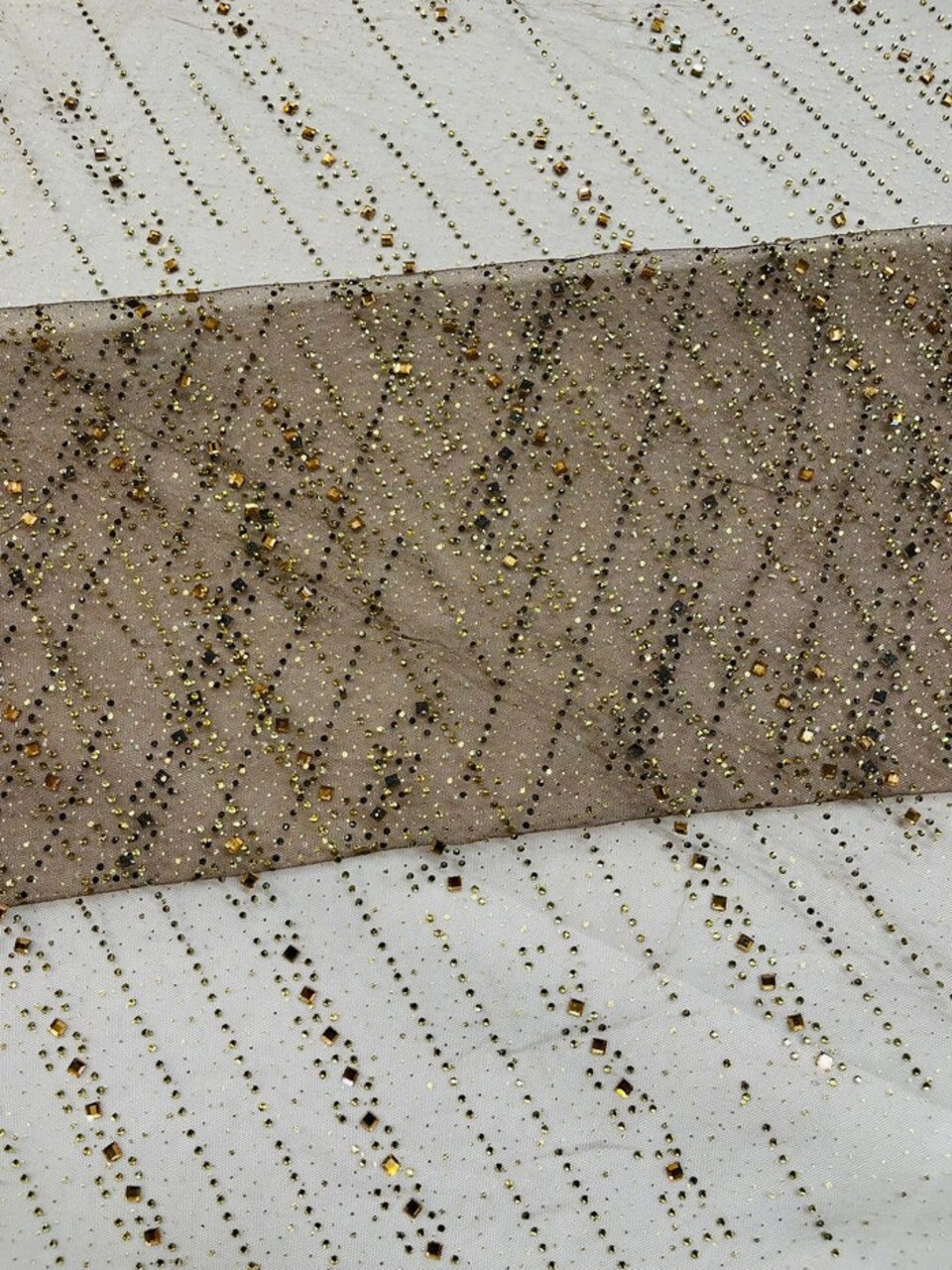 1 Yard Glitter Rhinestone Mesh Fabric Sheer Sparkle Material for Dresses, Décor & Costumes